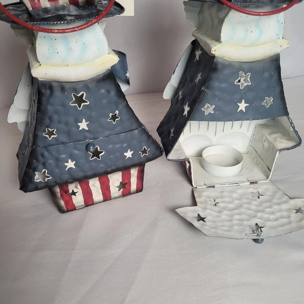July 4th Americana Patriotic Uncle Sam Candle Holder Tin Lot